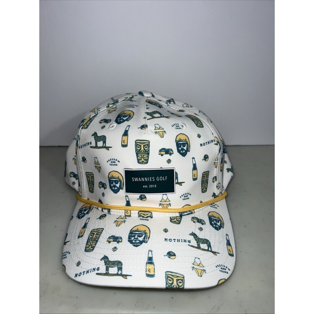 Swannies Golf Hat Zinny‎ Rope Trucker SnapBack OSFM Golf Cap Rubber Patch